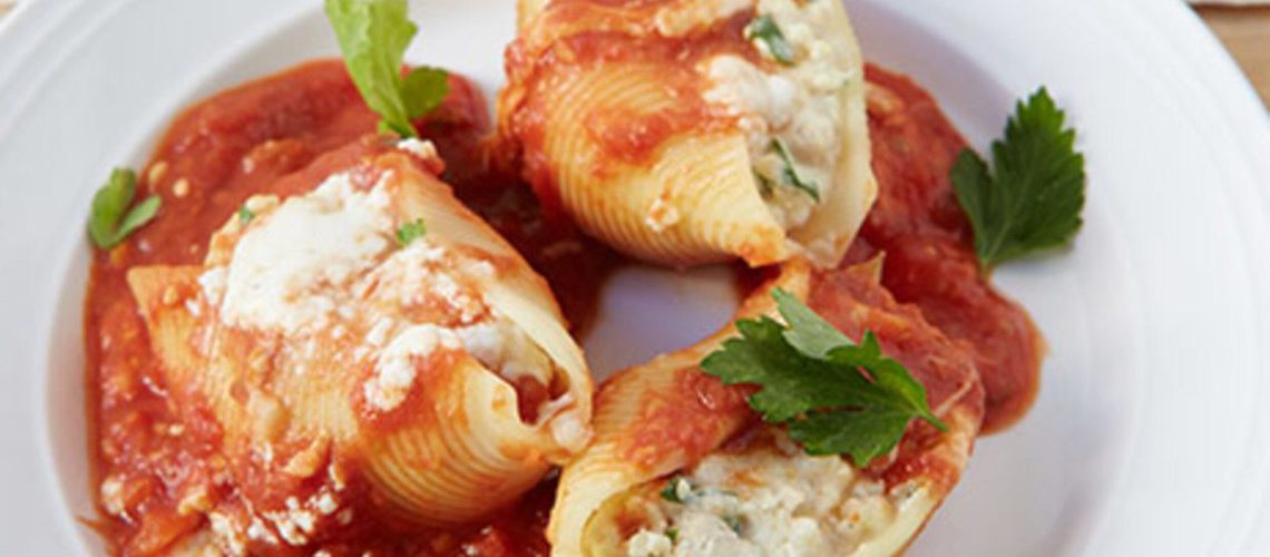 Turkey and Artichoke Stuffed Shells with Arrabbiata Sauce