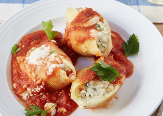 Turkey and Artichoke Stuffed Shells with Arrabbiata Sauce